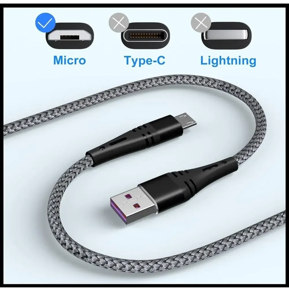 Micro USB Cable 6FT (3-Pack) Fast Charging Nylon Braided Cord for Android